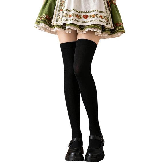 Yuanlong Womens Thigh-High Socks Breathable Soft Stockings Solid Color Stretchy Daily Activities Wear Hosiery