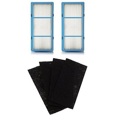- 2 Replacement HEPA Filter and 4 Charcoal Booster Pre Filter for Holmes AER1 Total Air Filter, HAPF30AT for Purifier HAP242-NUC