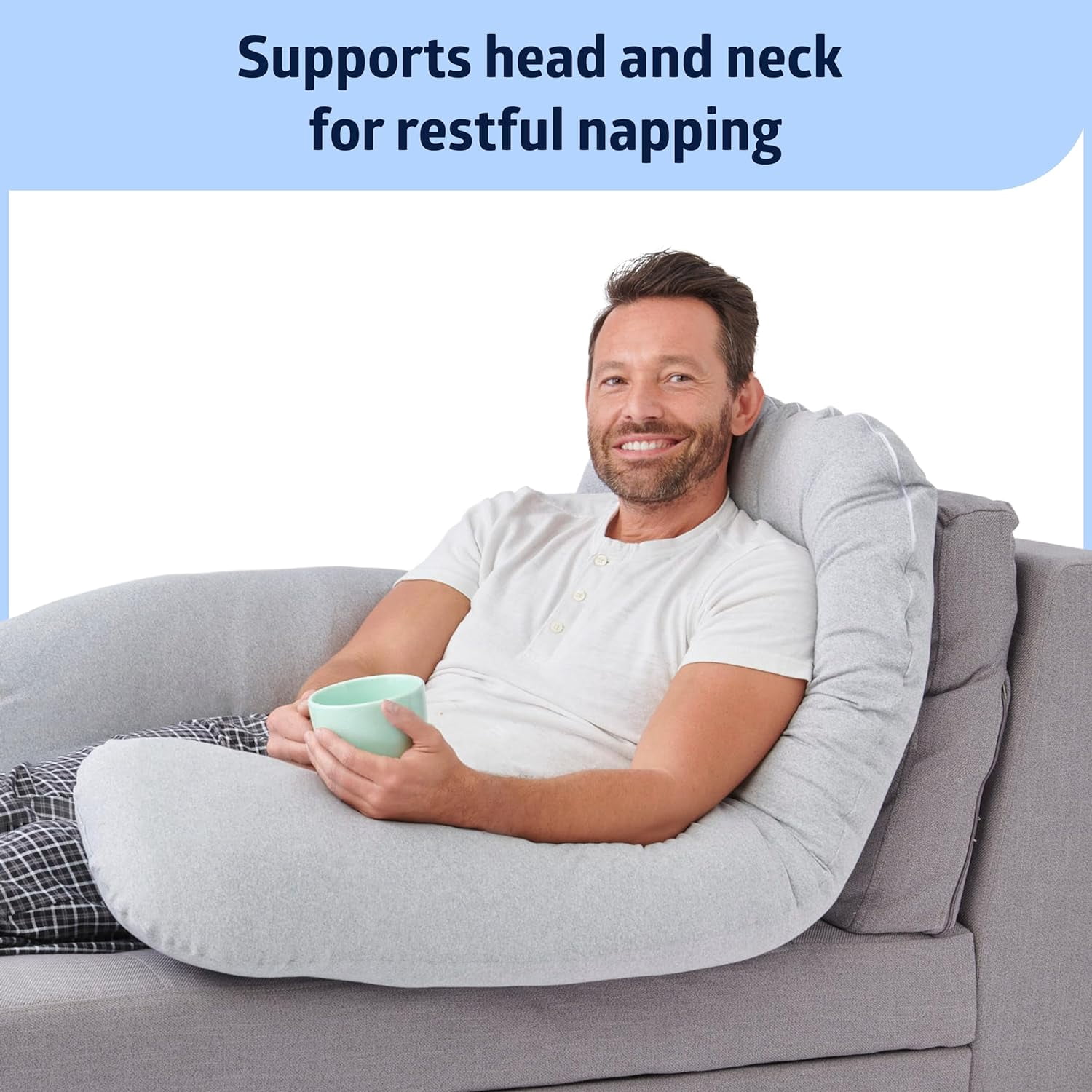 Medline Maternity Body Pillow, Pregnancy Pillow for Sleeping, U-Shape, Gray