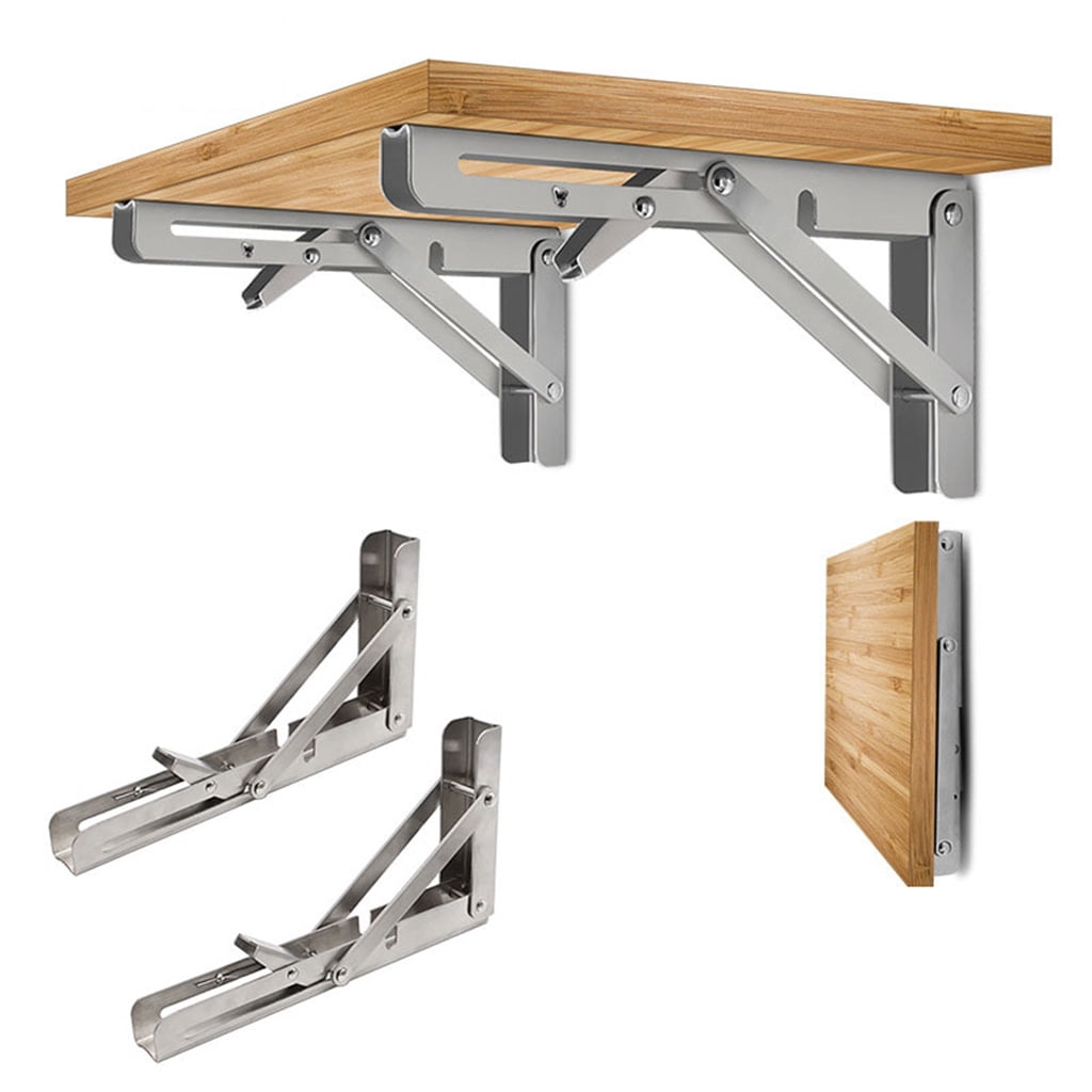 1 Pair Folding Shelf Brackets L-Angle Wall Mounted Brackets Metal Shelf Brackets & Supports Floating Shelf Hardware