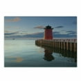 thumbnail image 1 of Wisconsin Cutting Board, Photo of Milwaukee Lighthouse at Sunrise Calm Water and Sky, Decorative Tempered Glass Cutting and Serving Board, in 3 Sizes, by Ambesonne, 1 of 2