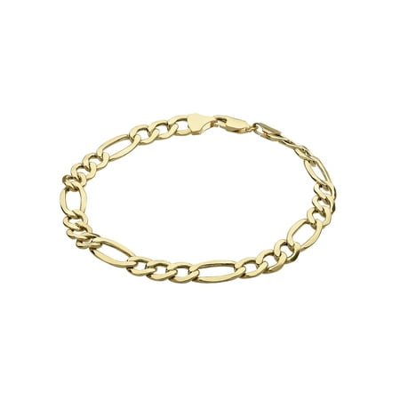 Men's 10K Yellow Gold 7.55mm Figaro Chain Bracelet, (Best Gold Bracelets For Mens)