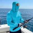 thumbnail image 5 of Dresfit Fishing Shirts for Men Muscle Hooded Sun Shirt 2026 Summer Long Sleeve Workout Hoodies Upf 50+ Sun Protection Outdoor Pullover with Face Mask Blue 3XL, 5 of 9