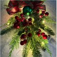 thumbnail image 7 of Christmas Garland with Light,Christmas Teardrop Swag,Artificial Xmas Stair Swag with Red Bow Berries and Pine Cones,Props Pendant Wall Hanging Simulation Flower for Staircase Door Wall Decoration, 7 of 7
