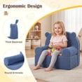 thumbnail image 4 of Bear-Shaped Kids Sofa, Teddy Fleece Foam Chair for Toddlers 3+ Years, Portable Bear Couch with Carry Handle, Removable Machine-Washable Cover (Navy), 4 of 10