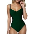 thumbnail image 1 of KIHOUT Women Slimming Tummy Control One Piece Swimsuits V Neck Crisscross Back Color Block Bathing Suit for Beach Pool Party, 1 of 9