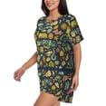 thumbnail image 2 of Fotbe Colorful Hippie Print Pajama Set for Women 2 Piece Loungewear Short Sleeve Tops and Shorts Set Soft Sleepwear-Large, 2 of 7