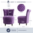 thumbnail image 3 of BELLEZE Throne Royal Chair Set of 2, Button-Tufted Accent Chair, Upholstered Velvet Chair, Low Back Armless Chair with Thick Padding and Rubberwood Legs - Malik (Purple), 3 of 7