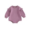 thumbnail image 2 of Musuos Baby Girls Romper, 3 6 12 18M Long Sleeve Crew Neck Solid Color Bodysuit Clothes for Casual Daily, 2 of 9
