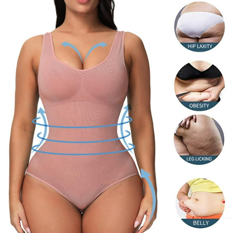 Overfox Women Seamless Waist Trainer Full Body Shaper Tummy Control  Shapewear Deep V Neck Bodysuit S-L