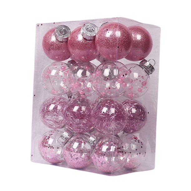 24 bolas navideñas, adornos navideños, bolas navideñas, delicados colgantes. Rosa