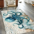 thumbnail image 3 of Teal Octopus Coastal Area Rugs 2.7x5 for Living Room, Summer Beach Vintage Nautical Non Slip Washable Rug Runner, Low Pile Indoor Floor Carpet Mat Bathroom Rugs for Bedroom, Kids Room, 3 of 9