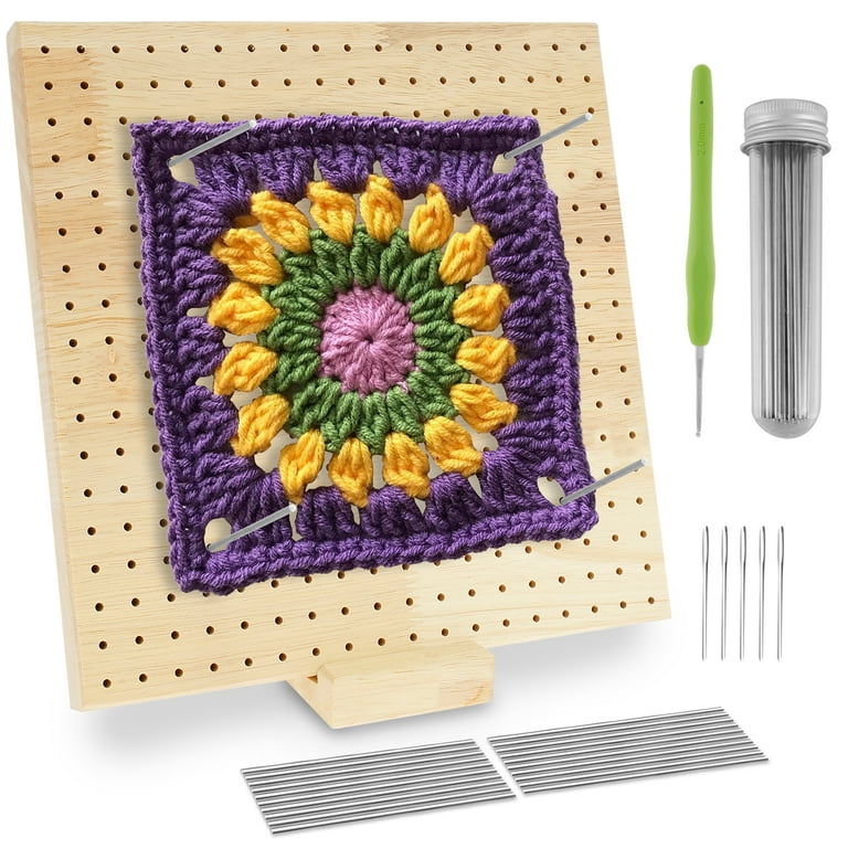  9.25 Inches Crochet Blocking Board, Granny Square Blocking  Board with Pegs, Blocking Mats for Knitting with 20 Stainless Steel Rod  Pins and Knitting Supplies, Crochet Gifts for Moms and Grandmothers