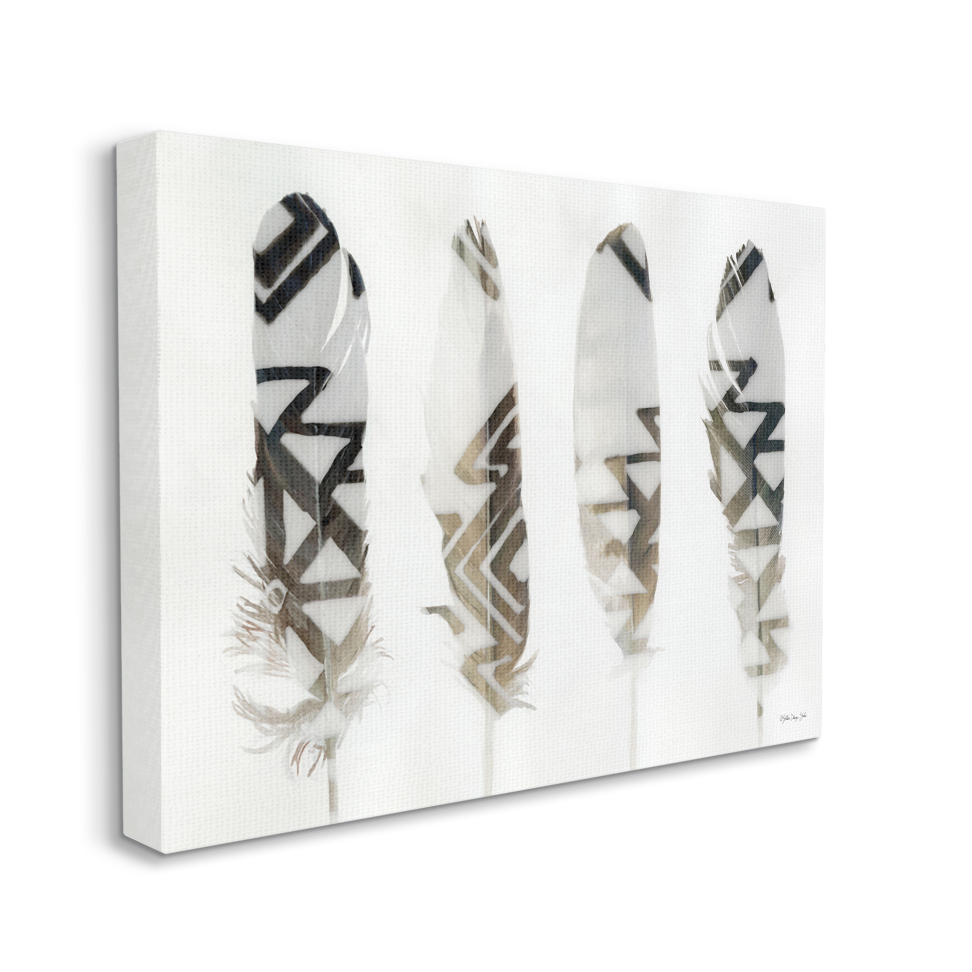 Stupell Industries Modern Bird Feather Photograph Geometric Aztec Pattern Abstract, 48 x 36, Design by Stellar Design Studio