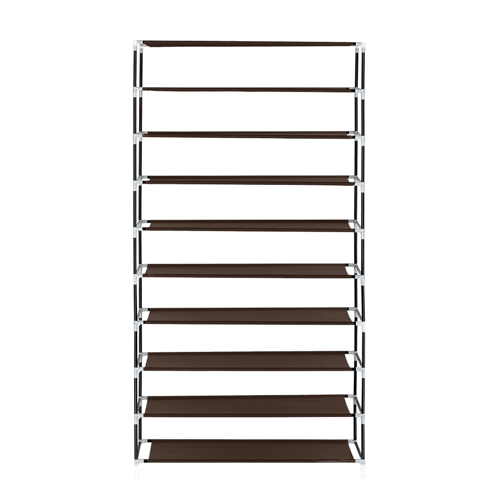 Kepooman 10 Tiers Shoe Rack Organizer with Dustproof Cover - Dark Brown