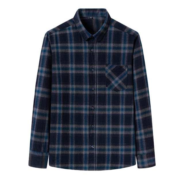 XDZJLR Men Shirts Long Sleeved Pure Wool Plaid Plus Size Fashion Tops