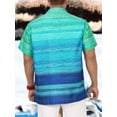 thumbnail image 5 of LA LEELA Men's Stylish Summer Short Sleeve Hawaiian Vacation Shirts Cruise Holiday Tops Button-Down Hawaii Shirts Men 5XL Stripes, Blue, 5 of 6