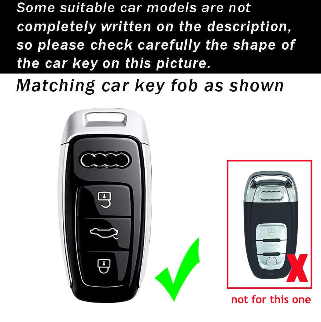 Key Protector Compatible with Audi 2018-up Metal Key Fob Cover for A3 A6 A7 A8 A8L E-Tron Q7 Q8 RS6 RS7 S3 S6 S7 SQ7 SQ8 Smart Remote Key Glove with Carbon Pattern