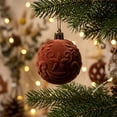 thumbnail image 5 of 24Pc Flocked Christmas Balls, Velvet Shatterproof Xmas Ornaments, Glitter Christmas Tree Hanging Baubles Holiday Decor Brown, 5 of 6