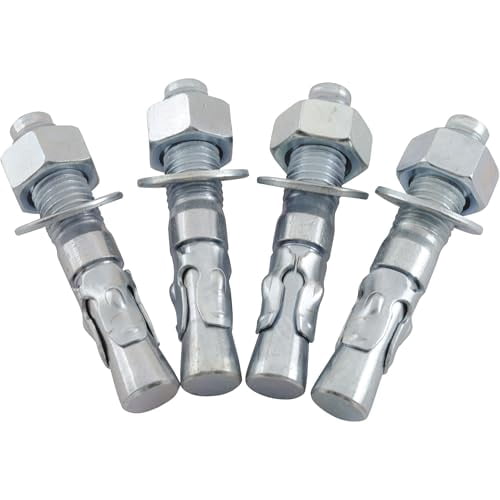 Vestil Wedge Anchor, 3/4" Dia., 4-1/4" L, Steel Zinc Plated, 4 PK AS-344-4PK