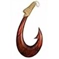 thumbnail image 3 of 12" Hand Carved Wood Hawaiian Makau Fish Hook, 3 of 4