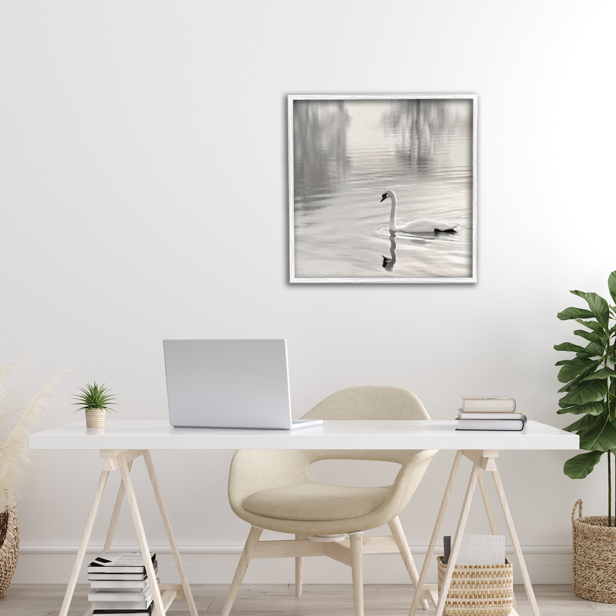 Stupell Industries Morning Sunlit Swan White Framed Giclee Art, design by Nicholas Bell