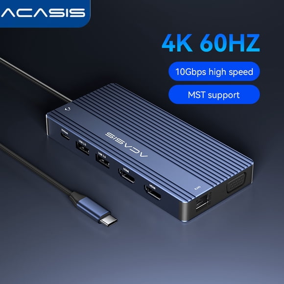 ACASIS 16-in-1 USB-C Triple Monitor Docking Station with Dual HDMI 4K@60Hz, VGA, 100W PD Charging, 10Gbps USB Ports, Gigabit Ethernet, for Windows/Mac/Laptop