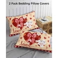thumbnail image 2 of Happy Valentine's Day King Pillow Cases Set of 2 - Microfiber Bed Throw Pillow Covers, Yellow Love Hearts Romantic Decorative Lumbar Pillow Cover with Envelope Closure for Sofa/Travel 20"x36", 2 of 6