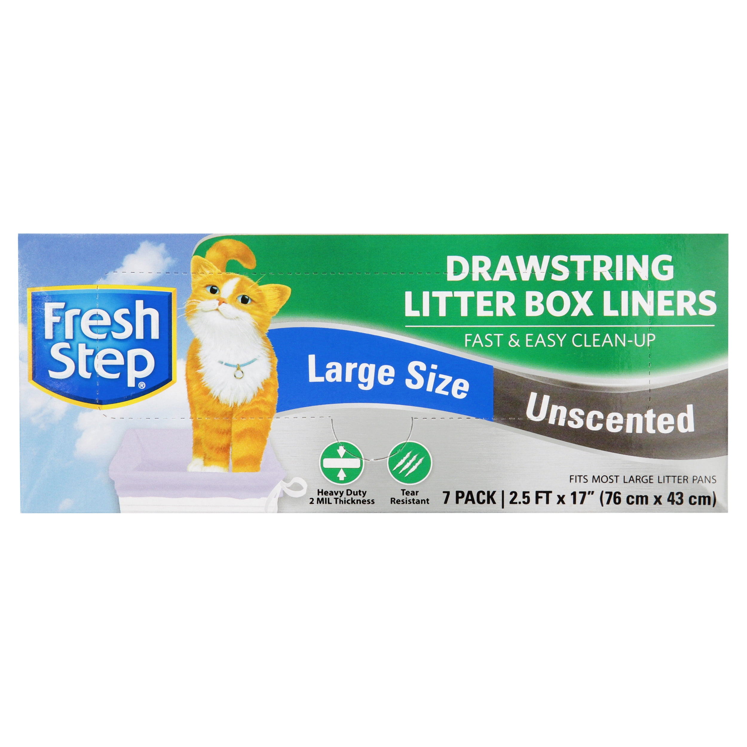 Scented & Unscented Available Fresh Step Drawstring Large Litter Box Liners Heavy Duty Liners for Cat Litter Box Quick & Easy Cleanup 