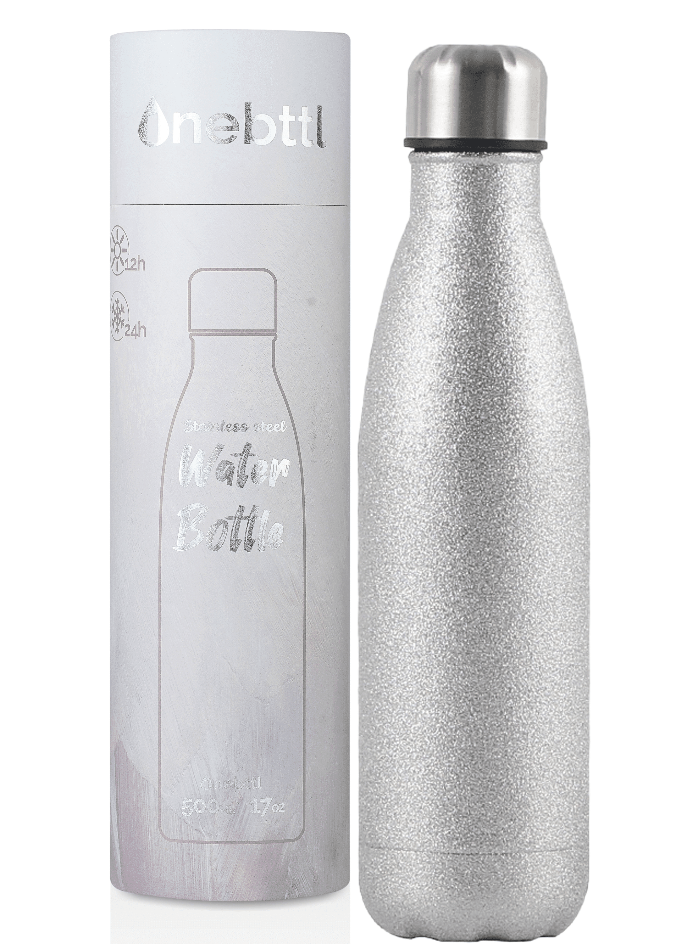 Man-up 17oz double walled thermal water bottle flask silver 