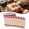 thumbnail image 2 of 5 Yards Christmas Wired Ribbon,Christmas Wired Edge Ribbons,2.48 inch Wide Christmas Wired Edge Decoration Ribbon,Burlap Wrapping Ribbon for Holiday Craft Wedding Decoration Wreaths Bow,Z-Beige, 2 of 9