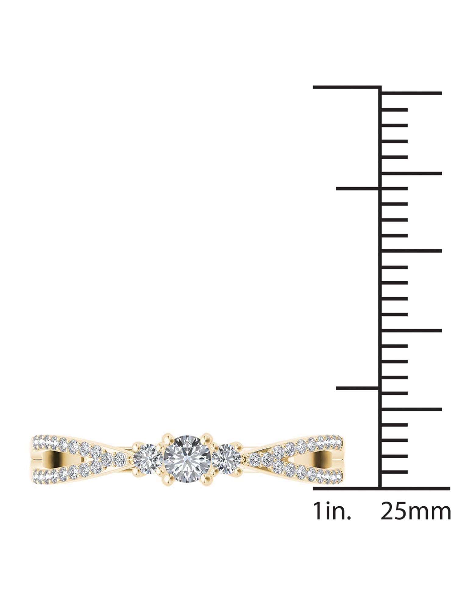 1/4 Carat T.W. Diamond Split Shank Three-Stone 10kt Yellow Gold Engagement Ring