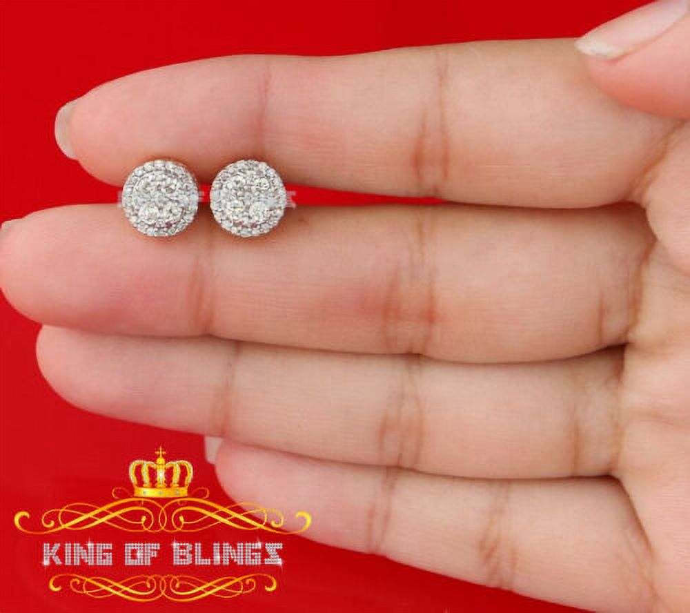 King of Bling's 10K Real Yellow Gold Real Diamond 0.75CT Men's/Women's Round-Shape Stud Earring