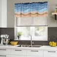 thumbnail image 4 of Blue Beige Ombre Curtain Valances for Windows, Kitchen Valance Window Treatments Panel 2 Pack, Moire Modern Geometric Aesthetics Rod Pocket Short Curtains for Bathroom Bedroom 60 x 18 Inch, 4 of 8