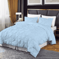 thumbnail image 2 of EASYCOT 800 TC Soft 100% Egyptian Cotton 3 Pieces Pinch Pleated Duvet Cover Set Light Blue , Oversized Queen (100x100), 2 of 6