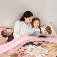 thumbnail image 4 of Castle Fairy Romantic Woman With Hydrangea Headwrap Queen Comforter Set 3 Pieces,Delicate Butterfly Floral Art Comforter Sets Queen,Pink White Gold,Pink Reversible,1 Comforter and 2 Pillowcases, 4 of 6