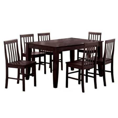 Walker Edison Aail 7 Piece Solid Wood Dining Set In Espresso Walker Edison Aail 7 Piece Solid Wood Dining Set In Espresso