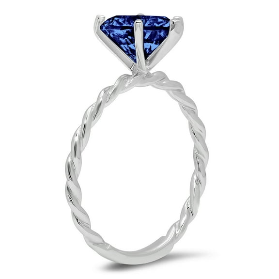 2 ct Marquise Cut Simulated Tanzanite Solitaire Engagement Ring for Women in 18K White Gold