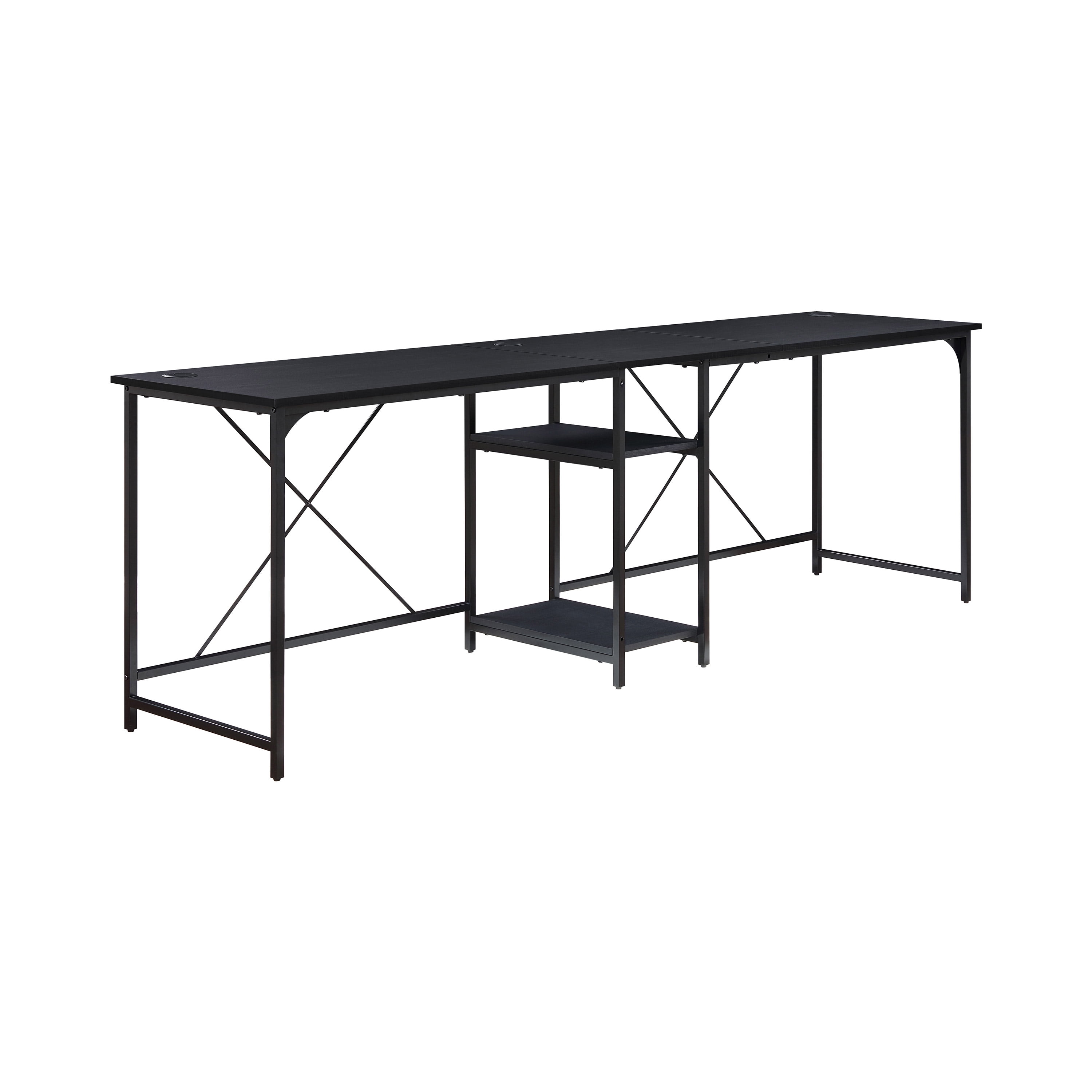 Mainstays Two-Way Convertible Desk with Lower Storage Shelf, Charcoal Finish and Black Metal Frame - 2