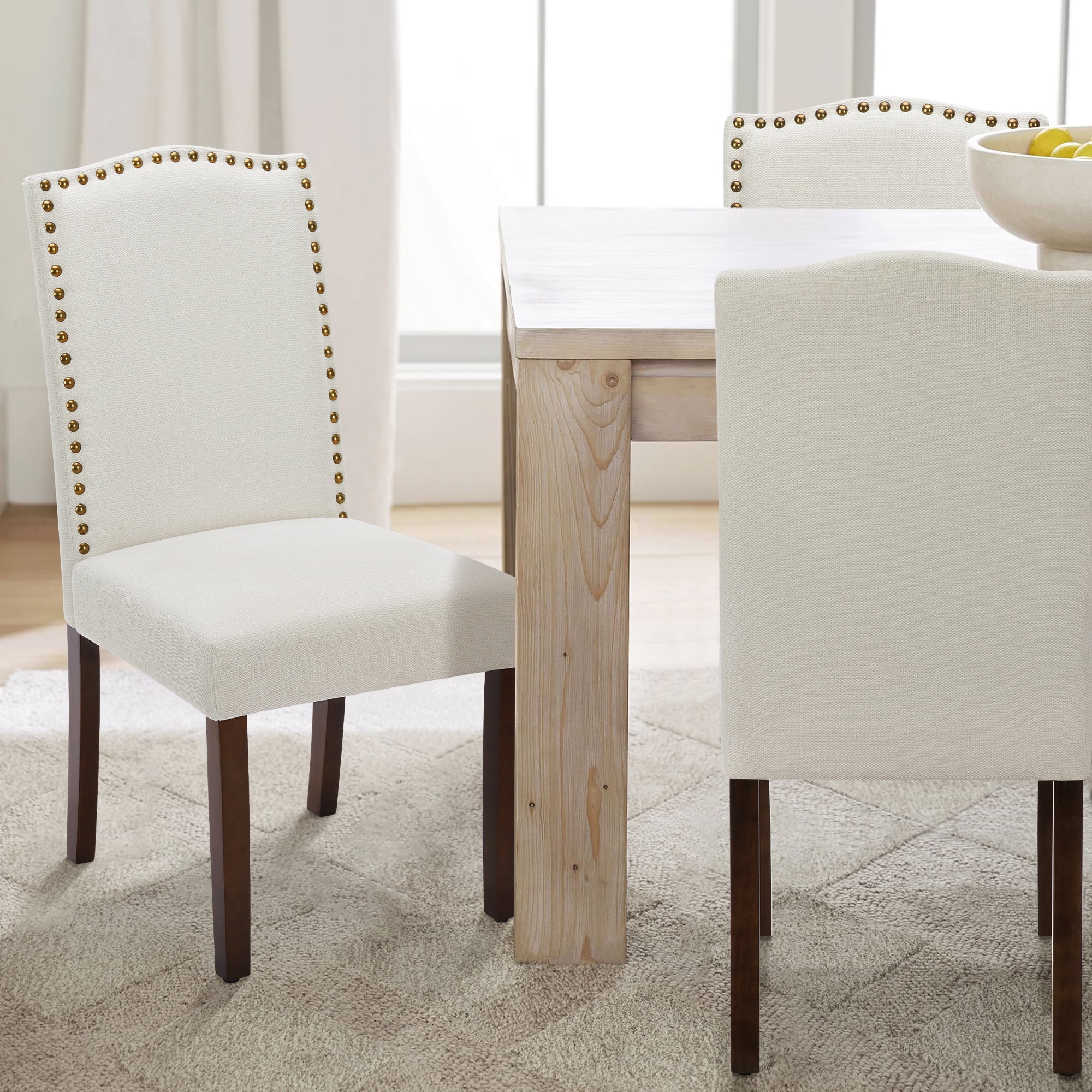 CONCETTA Dining Chairs Set of 2, Upholstered Fabric Kitchen Room Chairs, Beige