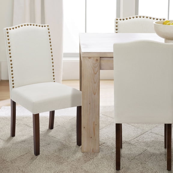 LIFERECORD Dining Chairs Set of 2 Upholstered Fabric Kitchen Room Chairs Beige
