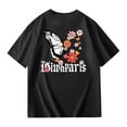 thumbnail image 2 of MIXUE Kids Girls Tops & T-Shirts Summer Butterfly Print Floral Round Neck Short Sleeve Casual Stretch Comfortable Pullover Tshirts Activewear,Black,6-7 Years, 2 of 4
