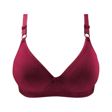 

KDDYLITQ Women Full Coverage Push Up Support Bra Bras Adjustable Straps 18 Hour Bralette Wine 36
