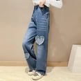 thumbnail image 5 of Toddler Girls Summer Strap Jeans Elastic High Waist Slim Flare Pants Trousers Fashion 2-3 Years, 5 of 5