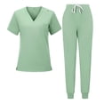 thumbnail image 3 of Maqroz Nursing Scrubs for Women Two Piece Medical Uniforms Short Sleeve V Neck Tops High Waisted Jogger Pants with Cargo Pockets Healthcare Professional Work Matching Sets, 3 of 4