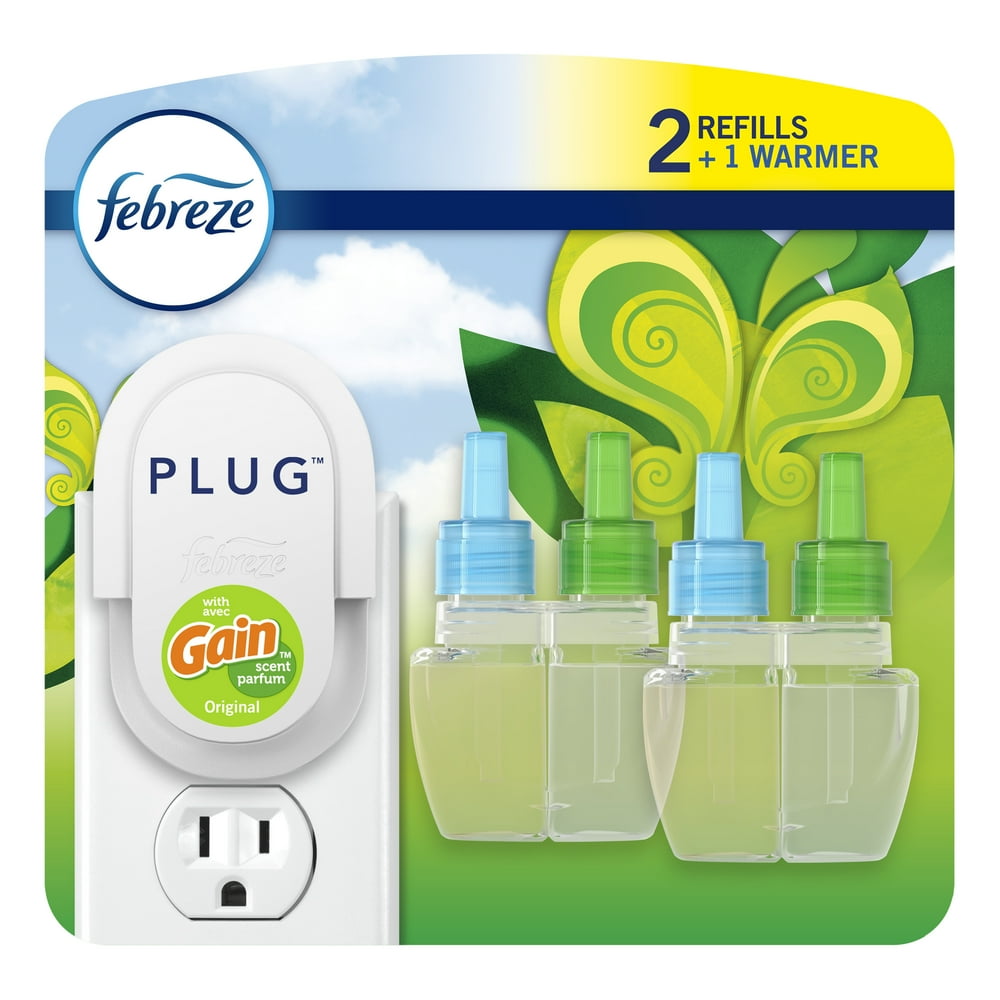 Febreze Plug OdorEliminating Air Freshener, Gain Original, 1 Warmer + 2 ct Refill