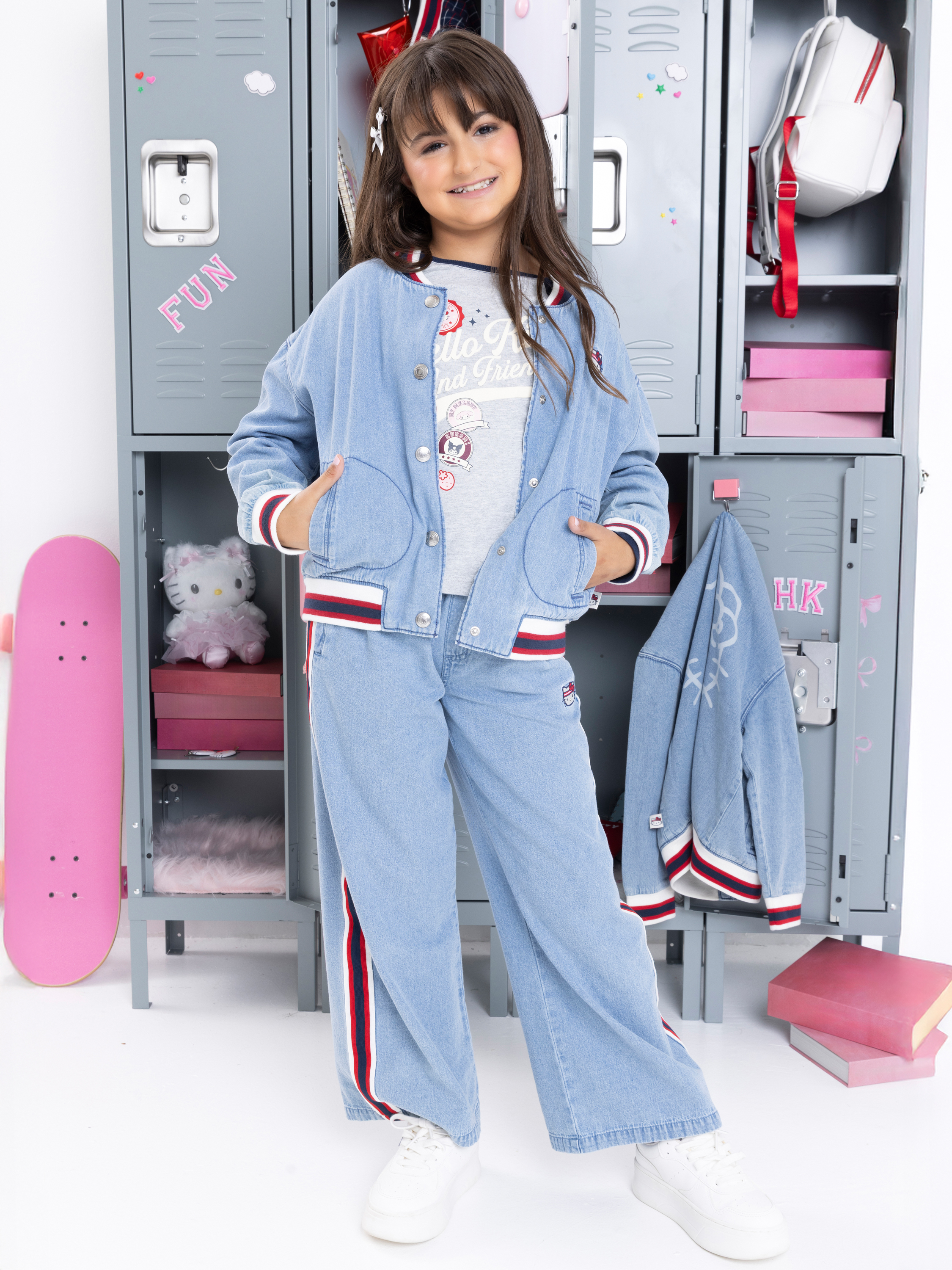 Wonder Nation Hello Kitty Baby and Toddler Girls Cotton Pull On Denim Pants, Sizes 12M-3T