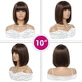 thumbnail image 2 of Pelucas de cabello humano Bob corto con flequillo 10 pulgadas Ombre Brown Ninguno Pelucas delanteras de encaje Peluca de pelo lacio brasileño para mujeres negras Sincero Electrónica, 2 of 5