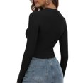 thumbnail image 6 of Zshosam Womens Long Sleeve Shirts Slim Fit Crew Neck Going Out Tops Basic Tees Trendy Fashion Fall Outfits 2024(Black,M), 6 of 7