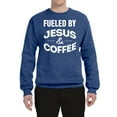 thumbnail image 2 of Fueled by Jesus and Coffee Funny Christian | Mens Inspirational/Christian Crewneck Graphic Sweatshirt, Vintage Heather Blue, Large, 2 of 3